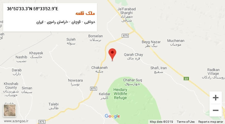 روستای ملک قلعه بر روی نقشه