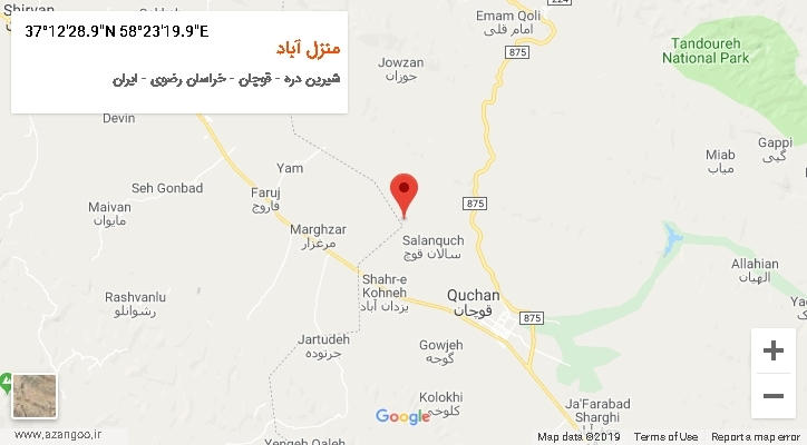 روستای منزل آباد بر روی نقشه