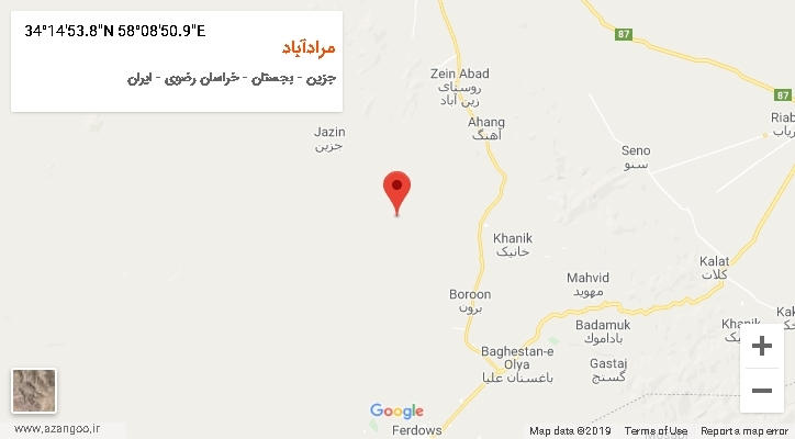 روستای مرادآباد بر روی نقشه