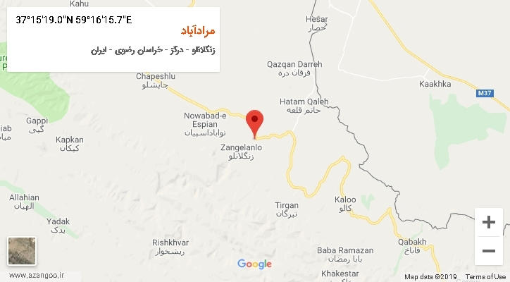 روستای مرادآباد بر روی نقشه