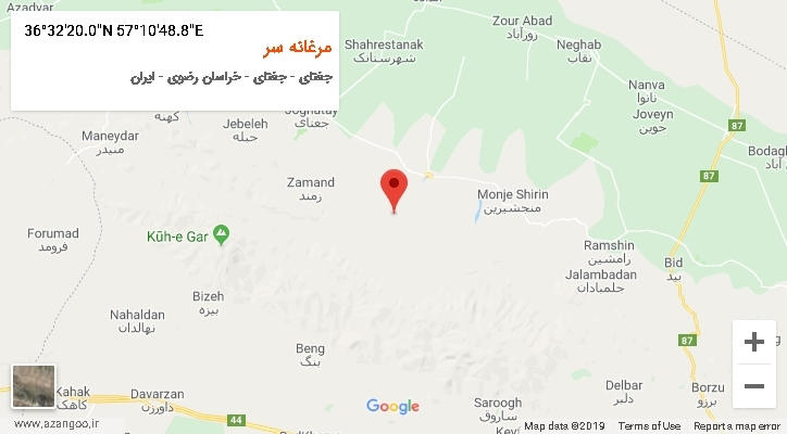 روستای مرغانه سر بر روی نقشه