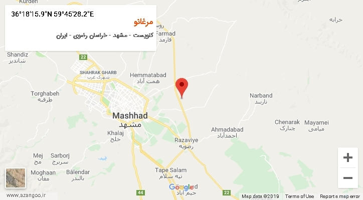 روستای مرغانو بر روی نقشه