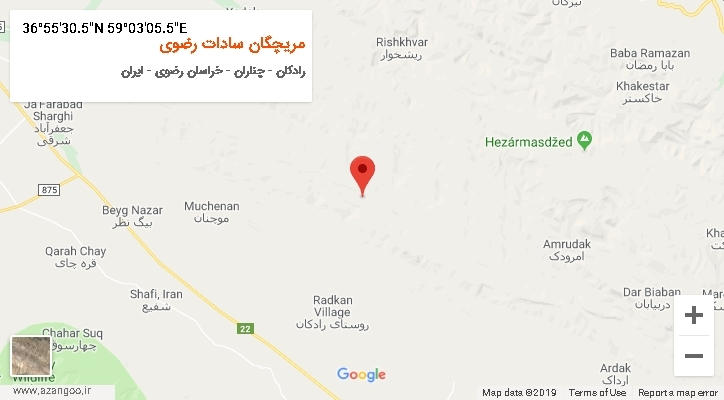روستای مریچگان سادات رضوی بر روی نقشه