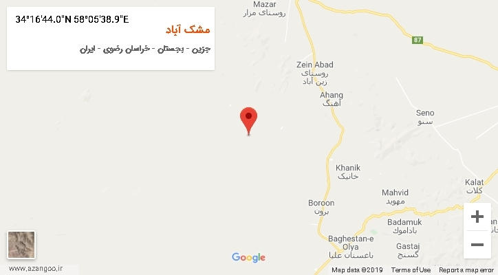 روستای مشک آباد بر روی نقشه