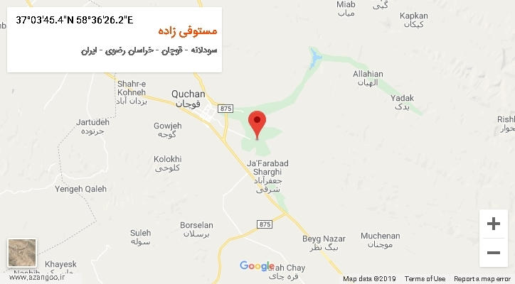 روستای مستوفی زاده بر روی نقشه