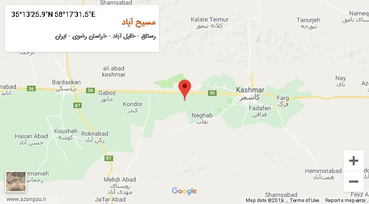 روستای مسیح آباد بر روی نقشه