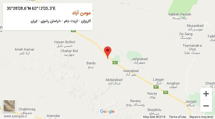 روستای مومن آباد بر روی نقشه