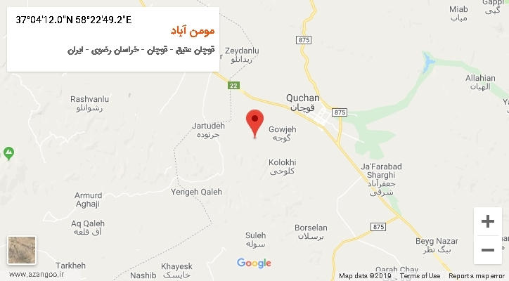 روستای مومن آباد بر روی نقشه