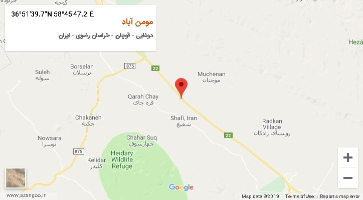 روستای مومن آباد بر روی نقشه