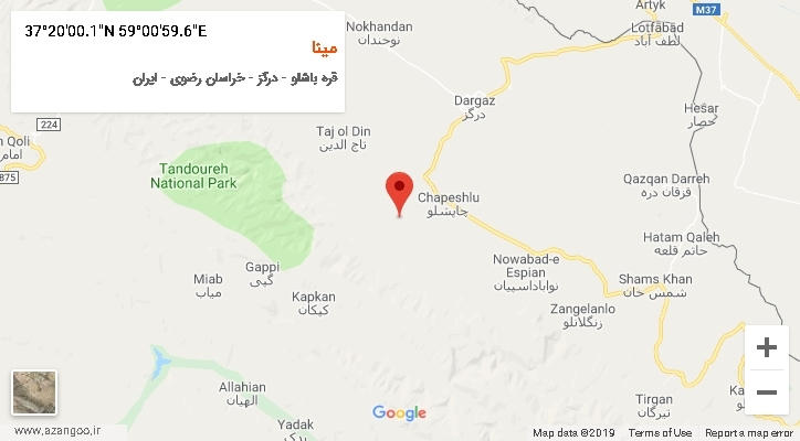 روستای مینا بر روی نقشه