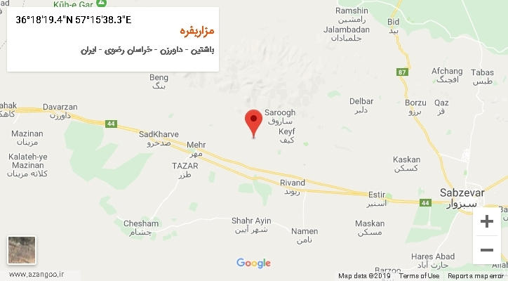 روستای مزاربفره بر روی نقشه