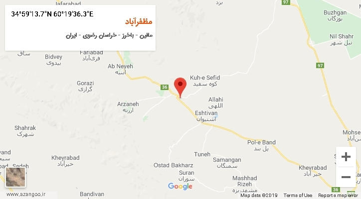 روستای مظفرآباد بر روی نقشه
