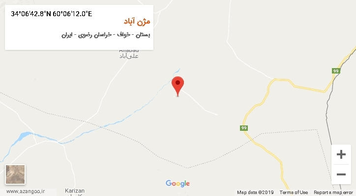 روستای مژن آباد بر روی نقشه