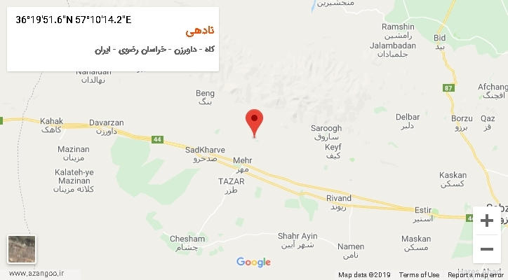 روستای نادهی بر روی نقشه
