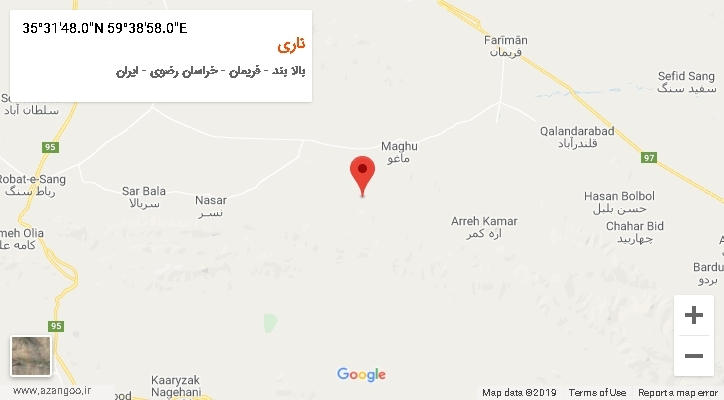 روستای ناری بر روی نقشه