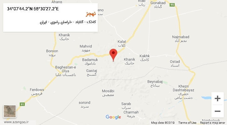 روستای نهجز بر روی نقشه