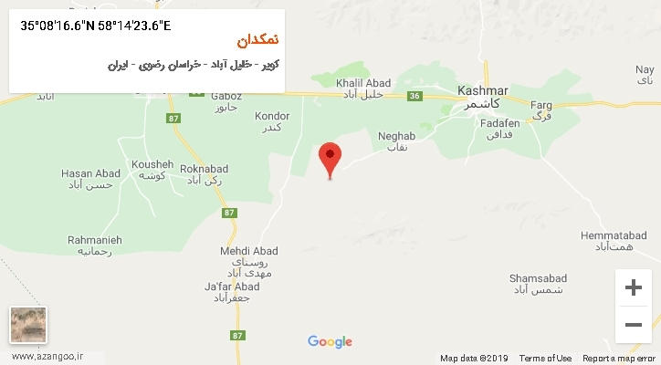 روستای نمکدان بر روی نقشه