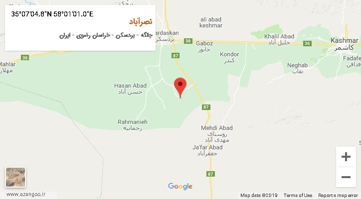 روستای نصرآباد بر روی نقشه