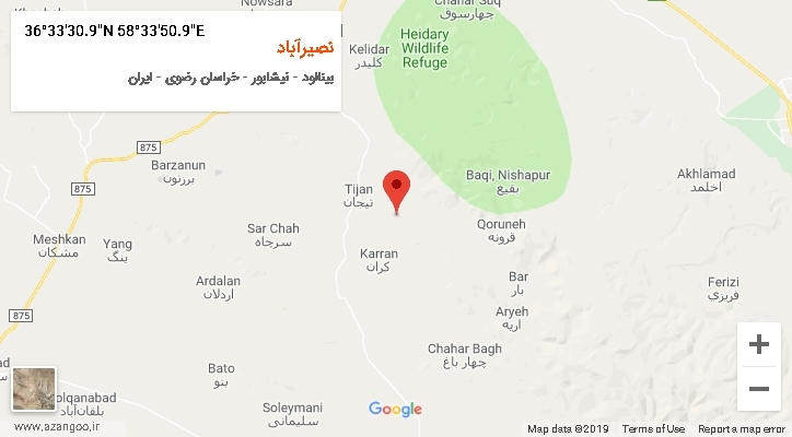 روستای نصیرآباد بر روی نقشه