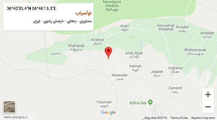 روستای نوآسیاب بر روی نقشه