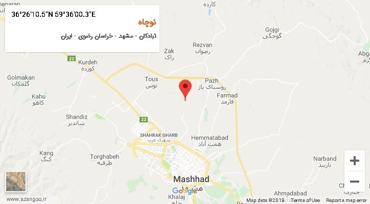 روستای نوچاه بر روی نقشه