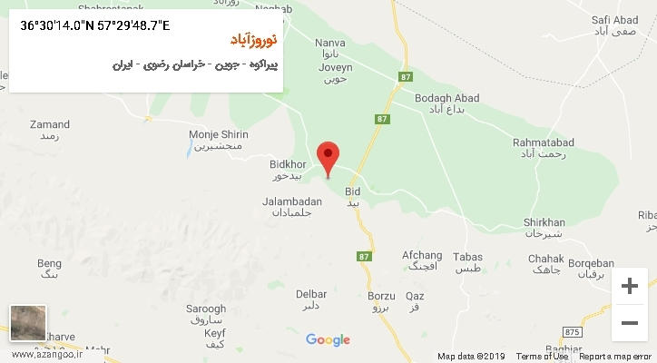 روستای نوروزآباد بر روی نقشه