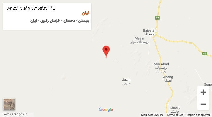 روستای نیان بر روی نقشه