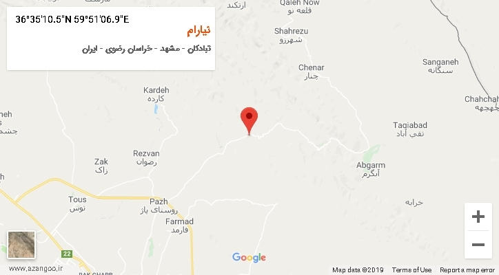 روستای نیارام بر روی نقشه