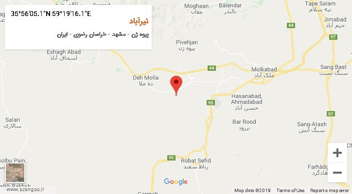 روستای نیرآباد بر روی نقشه