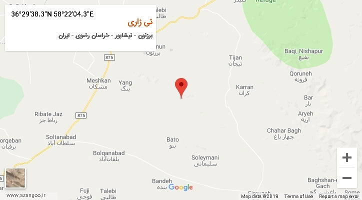 روستای نی زاری بر روی نقشه