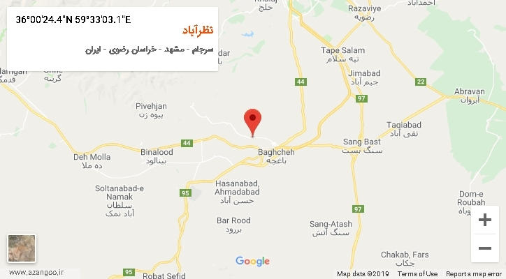 روستای نظرآباد بر روی نقشه