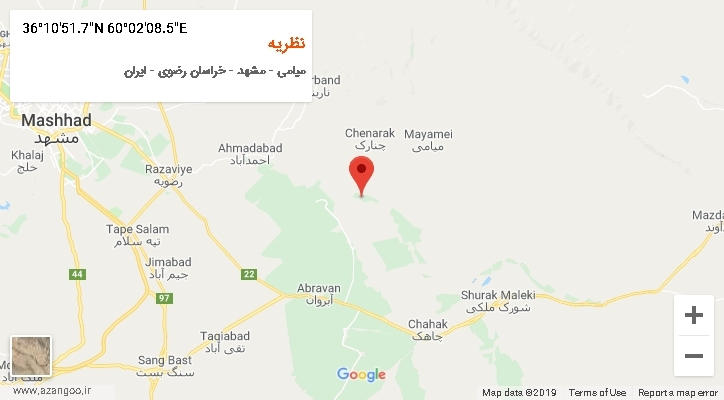 روستای نظریه بر روی نقشه