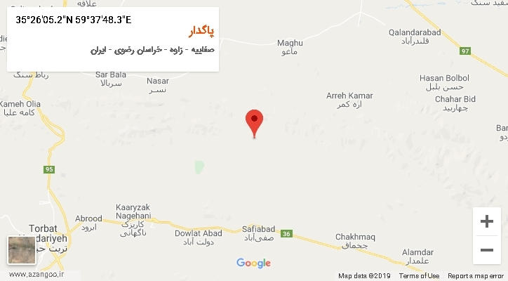 روستای پاگدار بر روی نقشه