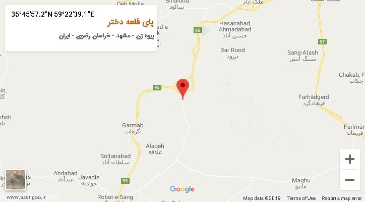 روستای پای قلعه دختر بر روی نقشه