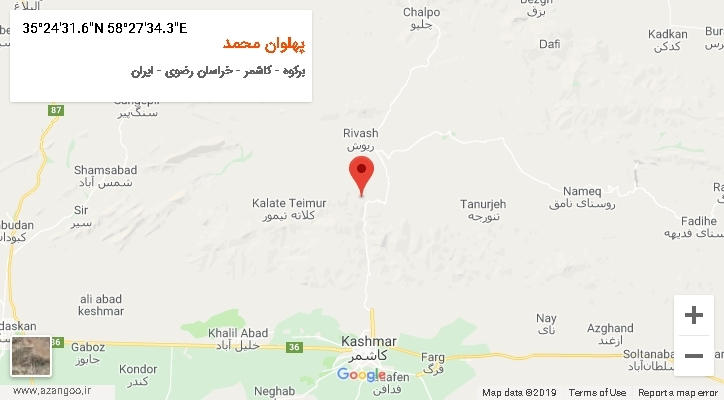 روستای پهلوان محمد بر روی نقشه