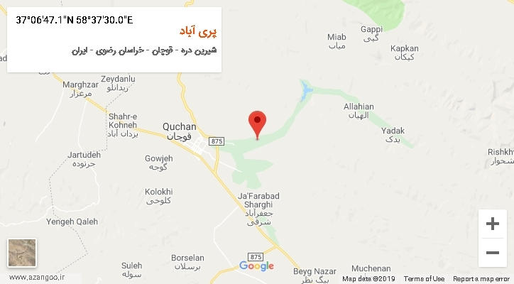 روستای پری آباد بر روی نقشه