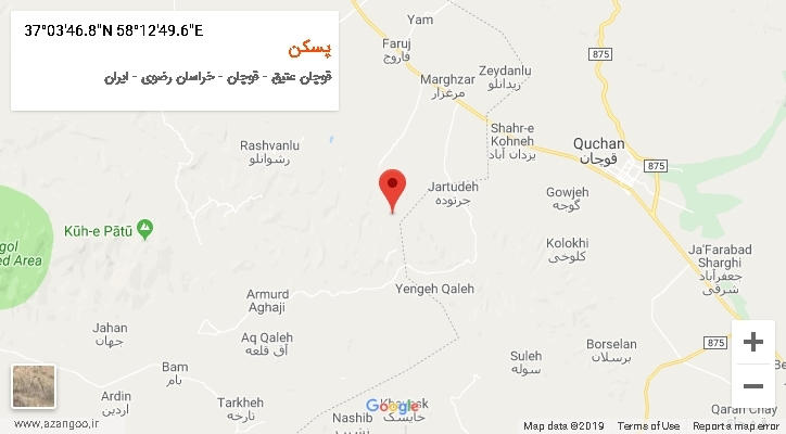 روستای پسکن بر روی نقشه