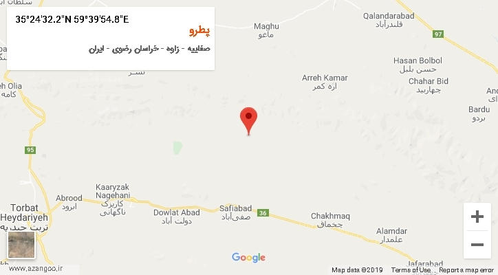 روستای پطرو بر روی نقشه