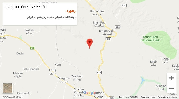 روستای رهورد بر روی نقشه