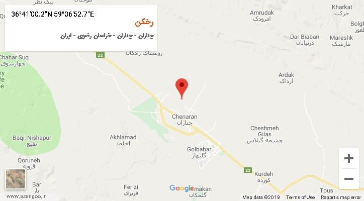 روستای رخکن بر روی نقشه