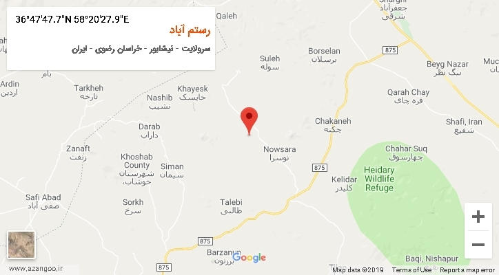 روستای رستم آباد بر روی نقشه