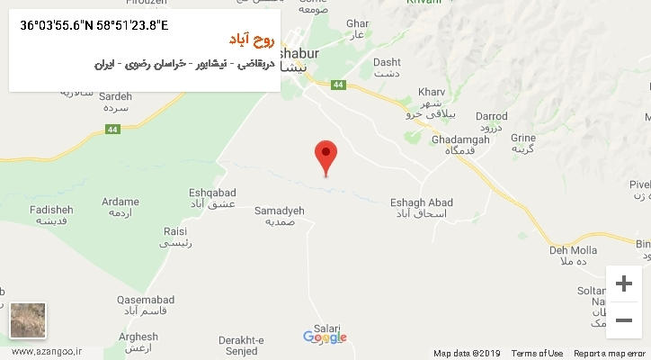 روستای روح آباد بر روی نقشه