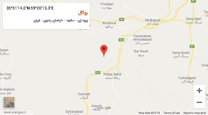 روستای روکال بر روی نقشه