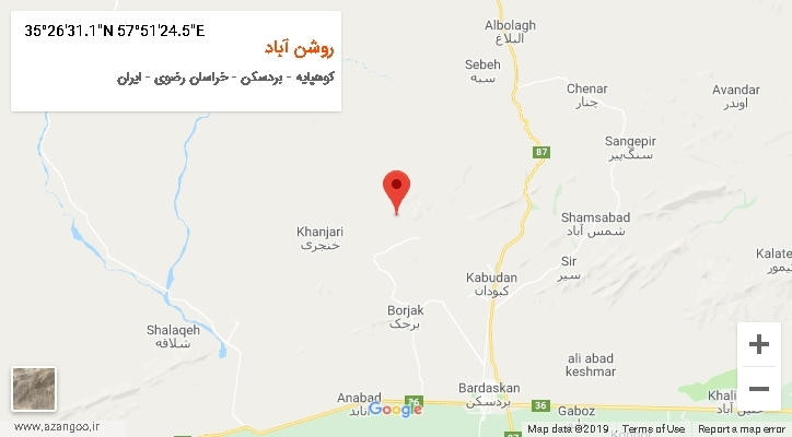 روستای روشن آباد بر روی نقشه