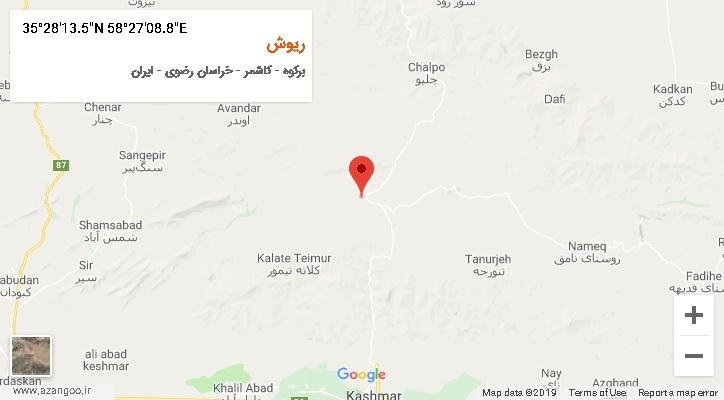 روستای ریوش بر روی نقشه