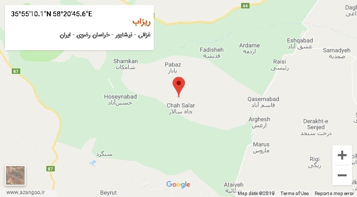 روستای ریزاب بر روی نقشه