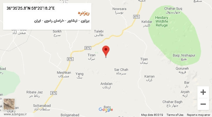 روستای ریزدره بر روی نقشه