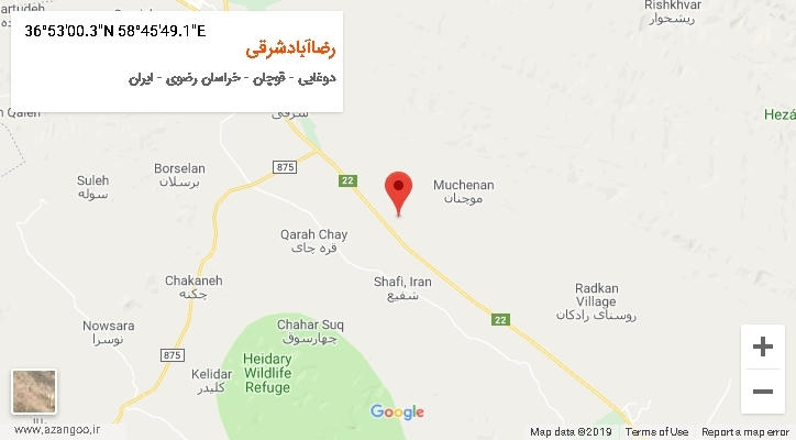 روستای رضاآبادشرقی بر روی نقشه