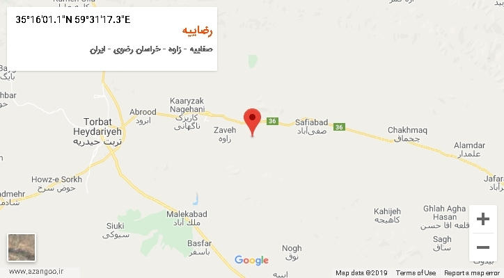 روستای رضاییه بر روی نقشه