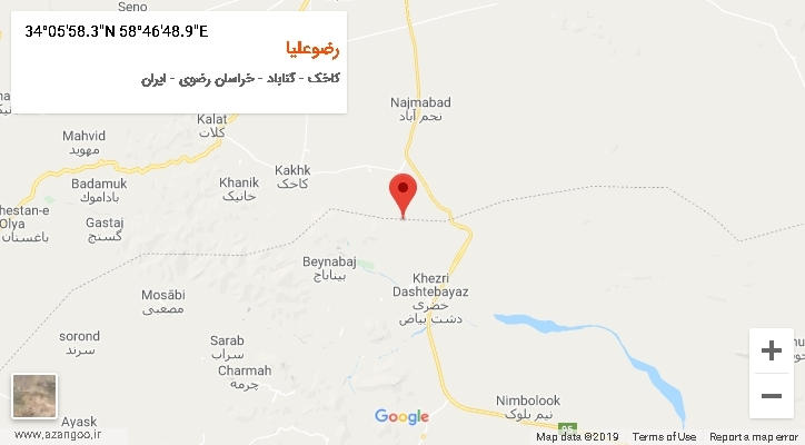 روستای رضوعلیا بر روی نقشه